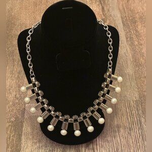 Faux Pearl Silver tone Necklace